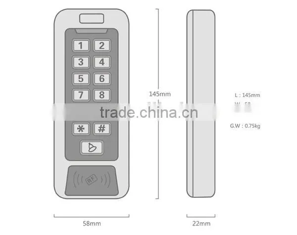 Metal Wiegand Output Standalone Waterproof Keypad Access Control photo-4
