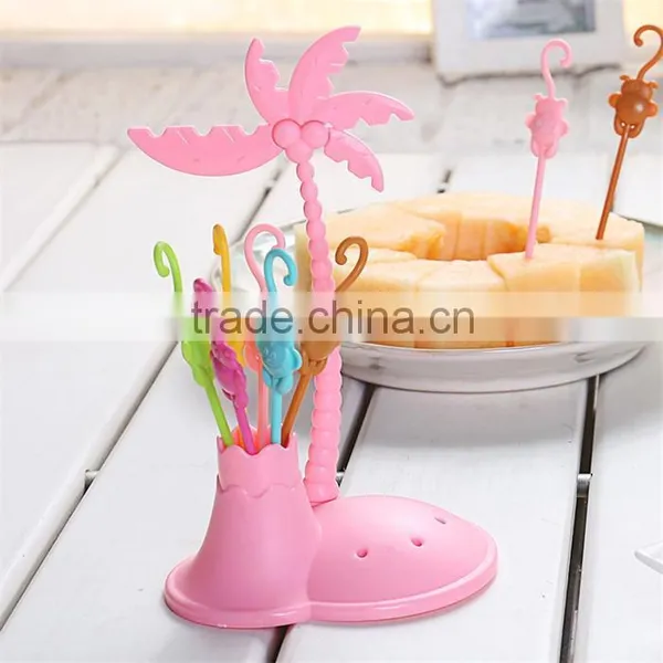 Kids' Plastic Fruit Fork Set of Coconut Monkey Shape photo-2