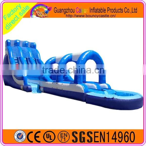 Blue Long Inflatable Water Slide With Pool photo-2