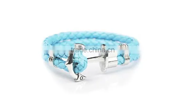 >>New Arrival SW16490 Braided Leather Anchor Bracelet/ photo-6