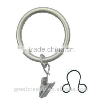 Curtain Accessory Heavy Gauge Metal Curtain Ring W/Small Ring Clip And Eyelet for 25mm/28mm or 32mm Curtain Rod/Pole photo-2
