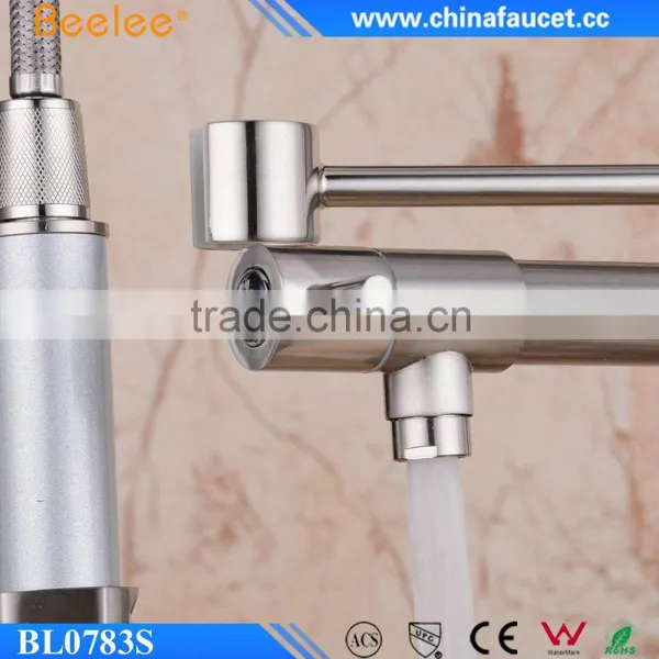 Beelee BL0783SN Single Handle Dual Spout Pull Out Sprayer Brushed Nickel Kitchen Faucet Quality Choice photo-6