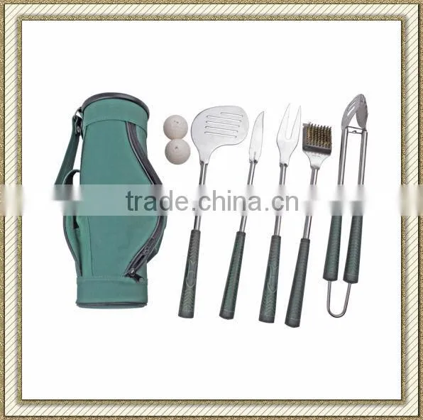 7-Piece Golf Shaped BBQ Grilling Tool Set With Carry Bag, Golf Grip Grilling Set
