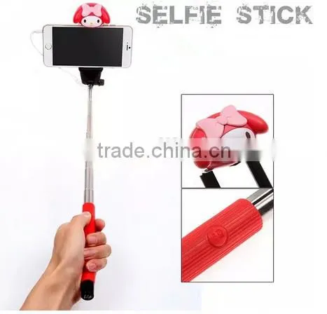2015 Selling Best Lovely Cartoon Bluetooth Wired Selfie Stick photo-6