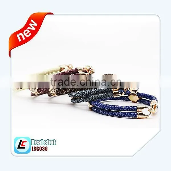 Fashionable High Class Leather Bacelet Genuine Stingray Skin Leather Bracelet photo-6