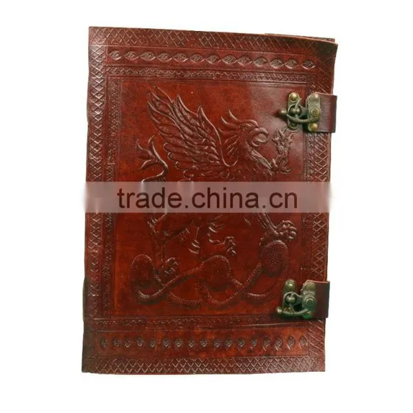 Dragon Printed C Lock Handmade Leather Journal Diary Sketchbook