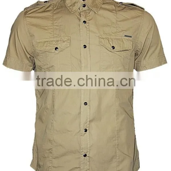 100% Organic Cotton Short Sleeve Mens Fashion Dress Shirts