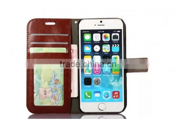 Factory High Quality Crazy Horse Pattern Wallet PC+PU Leather Case for IPhone 6 Plus Case With Photo Frame With Card Slot photo-2