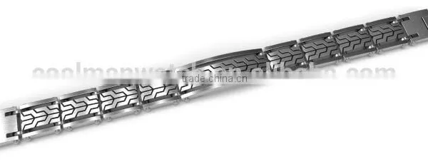 Black & Blue Fashion Men Tungsten Carbide Foldover Clasp Bangle Bracelet photo-5
