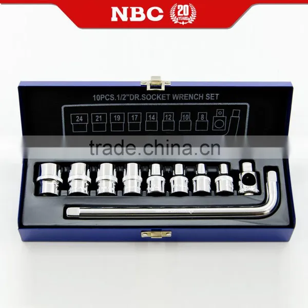 10 Pieces 12.5mm Series Socket Wrench Tools Set