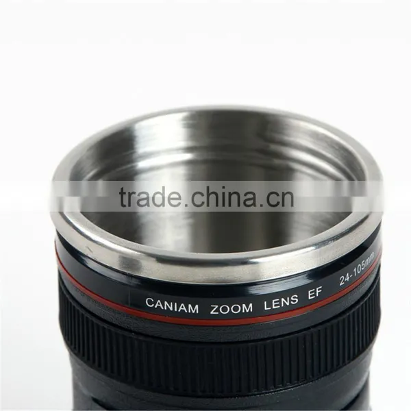 300-400ml Camera Lens Design Stainless Steel Coffee Self Stirring Mug photo-6