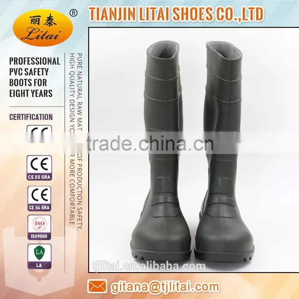 Green Black Cheap PVC Safety Rain Boots photo-3