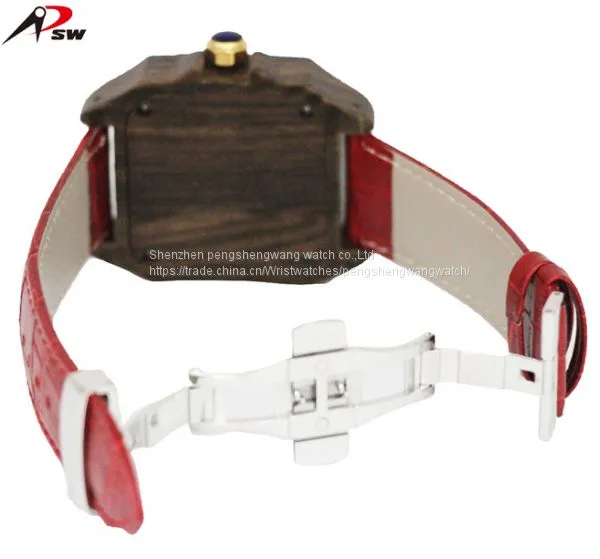 Luxury Men Watch Square Watches Case Stainless Steel Wooden Watch With Butterfly Buckle photo-5