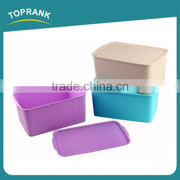Toprank Different Size Design Pattern Home Living Plastic Storage Organizer Clothes Storage Box Container With Lid photo-3