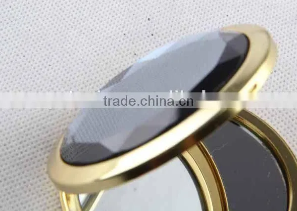 Flip Type Metal Gemstone Shaped Round Mirror With Snap Hook/mirror photo-2