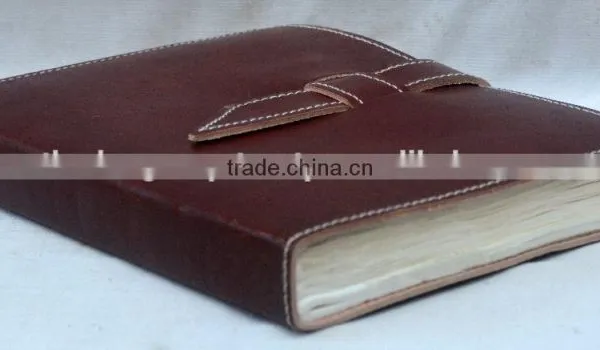 Handmade Genuine Plain With Belt Leather Journal photo-3