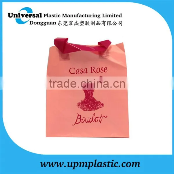 Customer Design Casa Rose Flexo Printing Blockbottom Red Softloop Handle pe Bag for Cloths photo-2