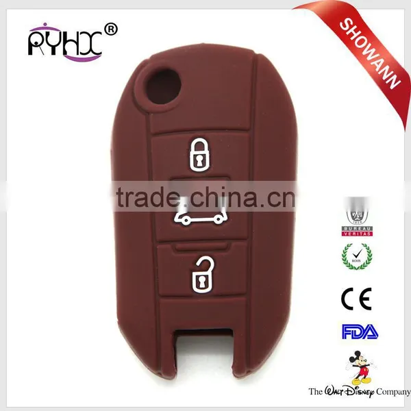 Colored Silicone Key Covers Silicone Key Cases Silicone Car Key Protector for Peugeot 3008 photo-5