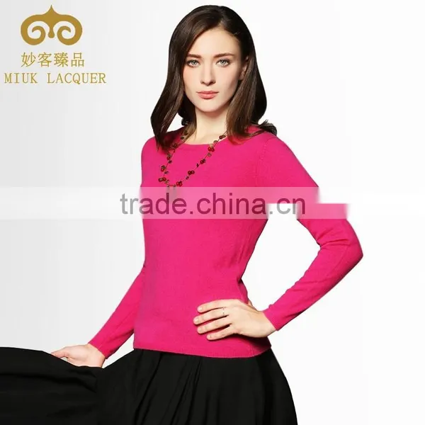LADIES ROUND NECK 100%CASHMERE BASIC PULLOVER