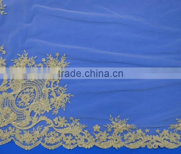 Fancy Rosette Ivory Gold White Wedding Table Cloth photo-5