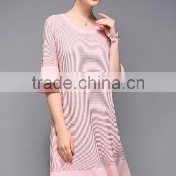 Half Flare Sleeve Drape Patchwork Loose Fishtail Women Dress photo-2