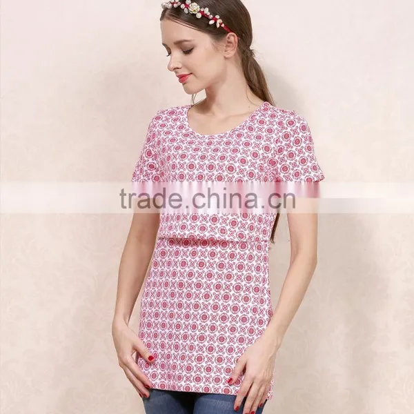 Summer Short Sleeve Nursing Clothes Floral Breastfeeding Clothing Cotton Maternity Mother Outdoor Tops photo-5