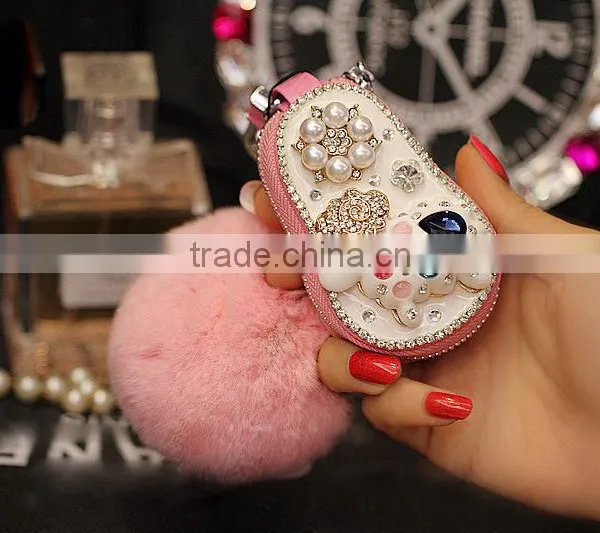 Stylish Diamond Key Holder Leather Wallet Case for Keys photo-2