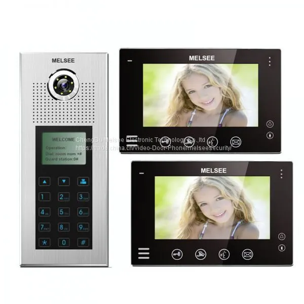 Cat5/Ethernet Cable 2 Apartments Video Door Phone With Name List Operation English/Turkish/Spanish/French Language Avail photo-2