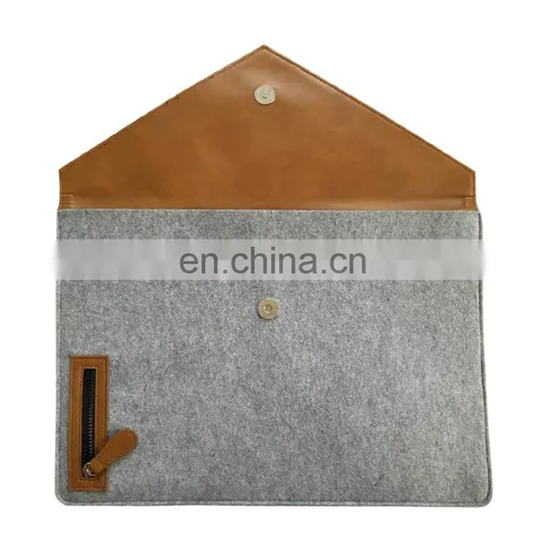 13" Envelope Felt Laptop Sleeve, Wool Felt Laptop Bag With Black Elastic Band photo-3