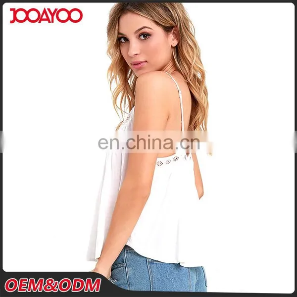 Customized Sleeveless Ivory Sheer Lace Woman Facny Tank Tops V-neck Sexy Strap Crop Lady Girls Top photo-2