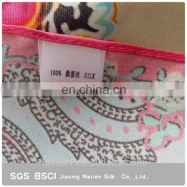 2017 Newest Women Pink Digital Printing Custom Design Square Twill Silk Scarf photo-3