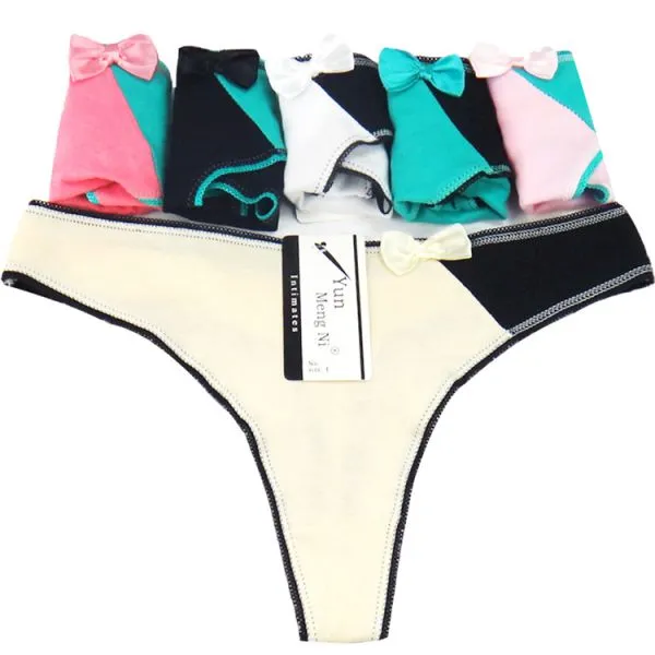 Yun Meng Ni Sexy Underwear Cute Bow G-string Breathable Cotton Panties Ladies Thongs Lingerie photo-5