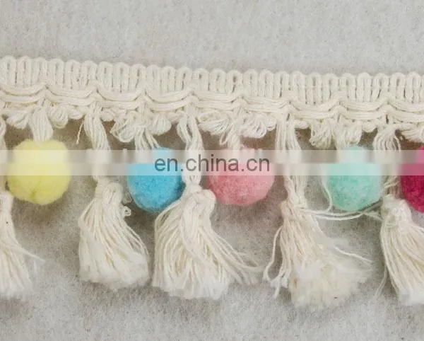 Top Fashion Multico Design Cotton Pompom Fringe Tassel Trim photo-5