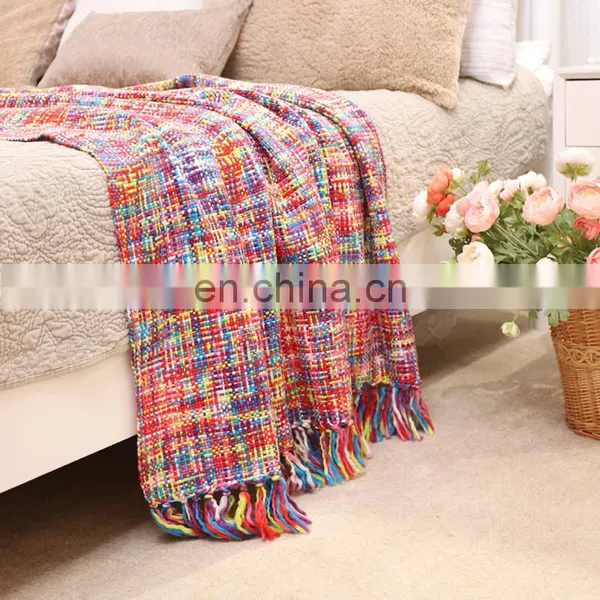China Cheap Price Tropical Style Multi-Color Rainbow Throw Blanket 63" X 49" photo-4
