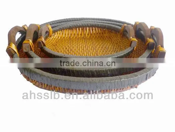 2013 New Style Wholesale Elegat Various Shaped Reed Storage Plate With Ear Handles photo-3