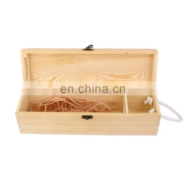 Hot Sale Unfinished Pine Cheap Empty Single Wooden Wine Box photo-4