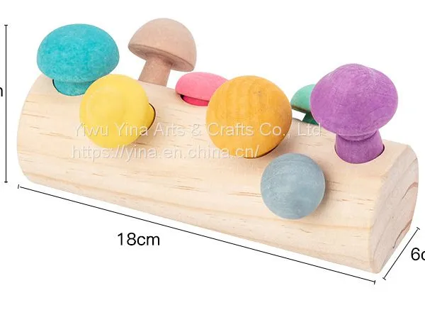 Handcarved Then Wood Stained Handpainted Rainbow Mushrooms Non-Toxic Stain STEM Loose Parts Play photo-4