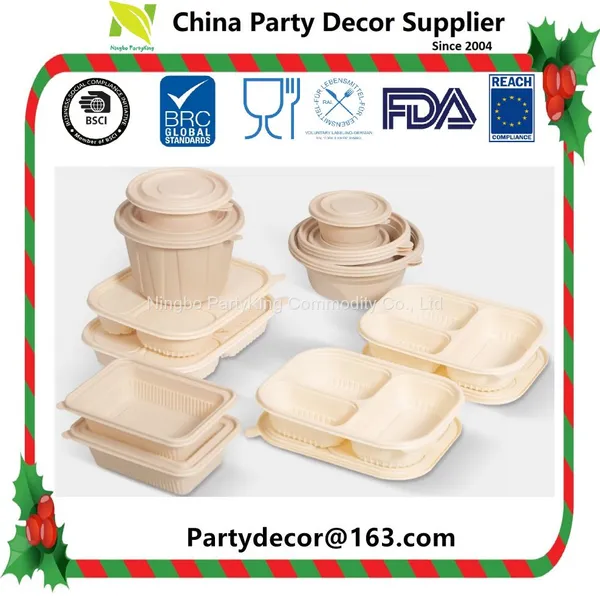 Degradable Dinnerware disposable cornstarch fast food box food safe lunch box American style lunch box divider restaurant hotel take-out bag PLA food package