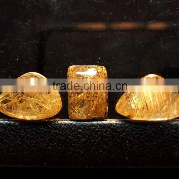 Natural Rutile Cabochon Gemstone / Golden Rutile Stone / Rutilated Quartz / photo-2