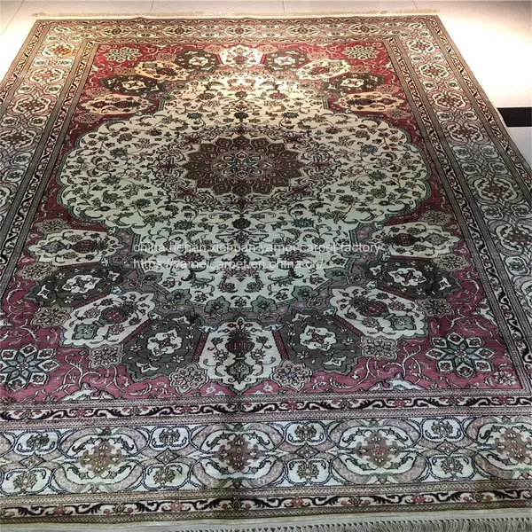 Pink Color Carpet Handmade Silk Persian Carpets for Home 6x9ft photo-2