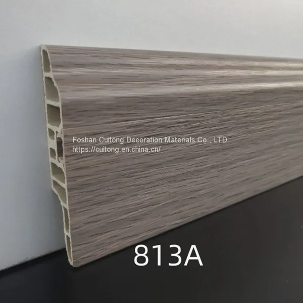 Foshan Wholesale PVC Wood Grain Baseboard Waterproof Baseboard Factory Office Hotel Apartment Project Baseboard photo-2