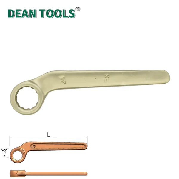 Non-Sparking Single Bent Box Wrench,Ring Wrench, 45-degree Bend, Aluminum Bronze,Spark-free Safety Wrench photo-2