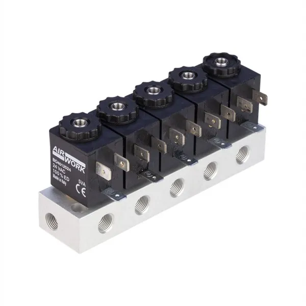 AIRWORK VD2112303 Solenoid Valve 3/2 NC G1/8 Modular Omega Rail EN 50022 50 Nl/min Response 10 ms IP67 24-220 V