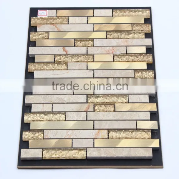 Glass Mix Aluminum Mix Stone Mosaic Tile photo-4