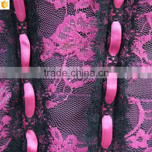 2016 Fashion Woman Corset,pink Sexy Lace Satin Corset Shaper photo-6