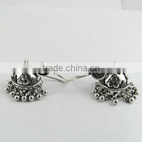 Dazzling Rava Work Jhumka ! Oxidized 925 Sterling Silver Earring, Online Silver Jewelry, Silver Jewelry Wholesaler photo-2