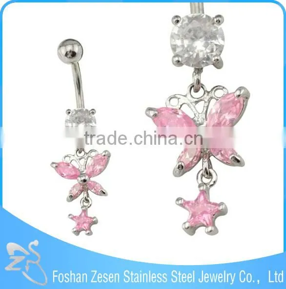 Lovely Curved Bar Blue Claw Cubic Zircon Bee Flower Navel Belly Ring photo-5