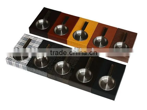 Hot Sale Cool Smokeless Brown Real Leather Ashtrays photo-4