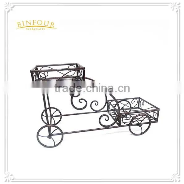 Metal Trolley Plant Stand Outdoor Indoor Deco Display Planters photo-2