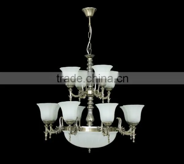 Russian Classical AB Metal and Flower Glass Ball Pendant Lamps for Lobby